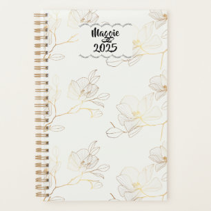 Elegant Gold Floral Personalized Weekly/Monthly Planner
