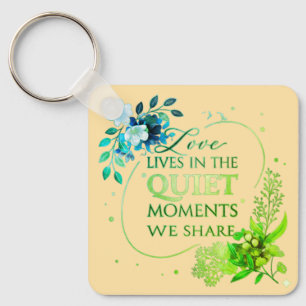 Elegant Gold Floral Quote Art Keychain