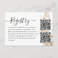Elegant Gold Floral Registry QR Code Bridal Shower