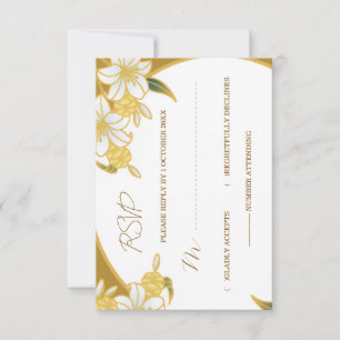  Elegant Gold Floral RSVP Card – Luxury Wedding & 