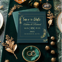 Elegant Gold Floral Save The Date Card 