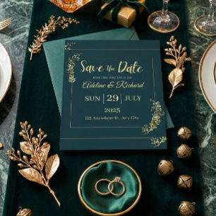 Elegant Gold Floral Save The Date Card
