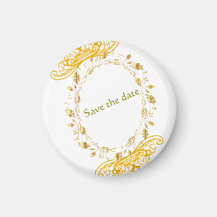 Elegant Gold Floral "Save the Date" Magnet