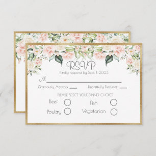 Elégant Gold Floral Script Wedding RSVP