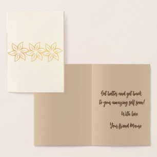 Elegant Gold Floral Stylized Pattern Get Well Real Foil Card
