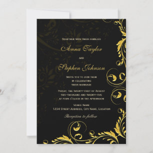 Elegant Gold Floral Swirls Invitation