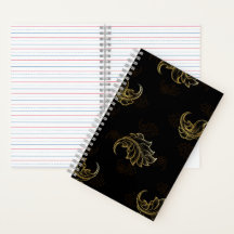 Elegant gold floral swirls on a black background