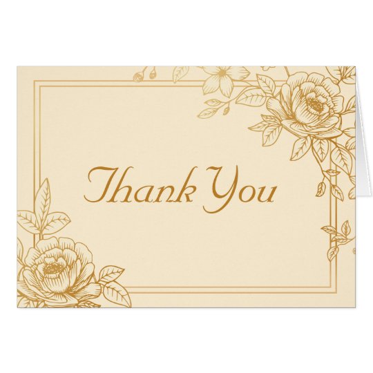 Elegant Gold Floral Thank You Cards