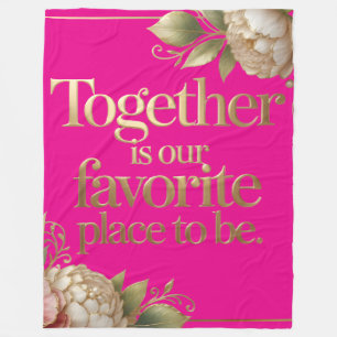 Elegant Gold Floral Typography Fleece Blanket
