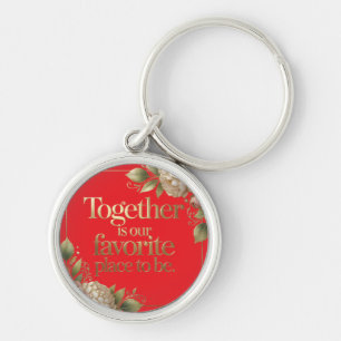 Elegant Gold Floral Typography Keychain