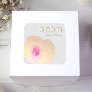 Elegant Gold Floral Watercolor Flower Square Sticker