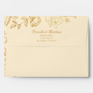 Elegant Gold Floral Wedding Envelope