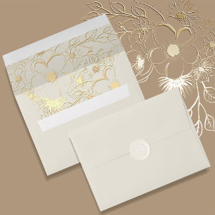 Elegant Gold Floral Wedding Envelope