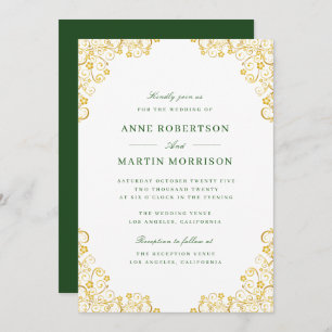 elegant gold floral wedding invitation