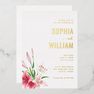 Elegant Gold Floral Wedding Invitation