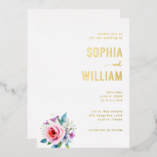 Elegant Gold Floral Wedding Invitation