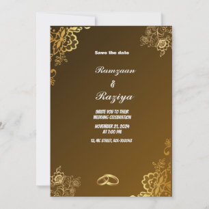 Elegant Gold Floral Wedding Invitation Card