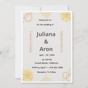 Elegant Gold Floral Wedding Invitation - Chic Gold
