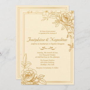 Elegant Gold Floral Wedding Invitations