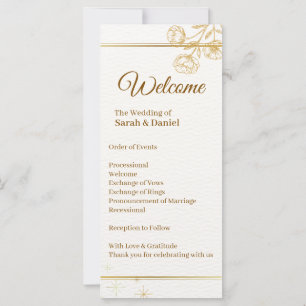 Elegant Gold Floral Wedding Program Card
