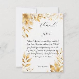 Elegant Gold Floral Wedding Thank You Card