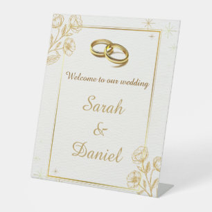 Elegant Gold Floral Wedding Welcome Sign