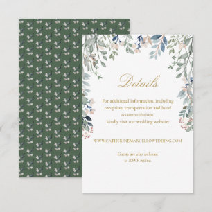 Elegant Gold Floral Wildflowers Wedding Details Enclosure Card