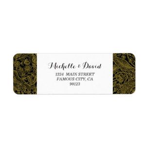 Elegant Gold Florals Address Label