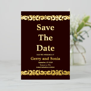 Elegant Gold Flourish Wedding Foil Save The Date 