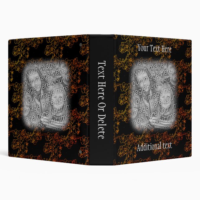Elegant Gold Flowers Frame Your Photo Personalized Binder (Background)