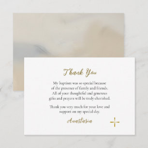 Elegant Gold Flowers Orthodox Christian Baptism Thank You Card