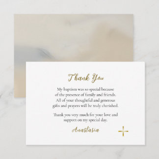 Elegant Gold Flowers Orthodox Christian Baptism Thank You Card