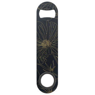 Elegant Gold Flowers outlines Blue gradient design Bar Key