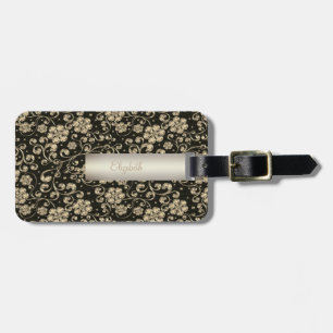 Elegant Gold Flowers - Personalized Luggage Tag