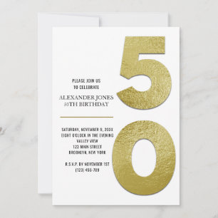 Elégant Gold Foil 50e anniversaire Invitation