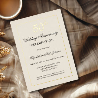 Elegant Gold Foil 50th Wedding Anniversary Holiday Card