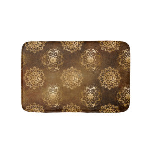 Elegant Gold Foil and Black Indian Mandala Bath Mat