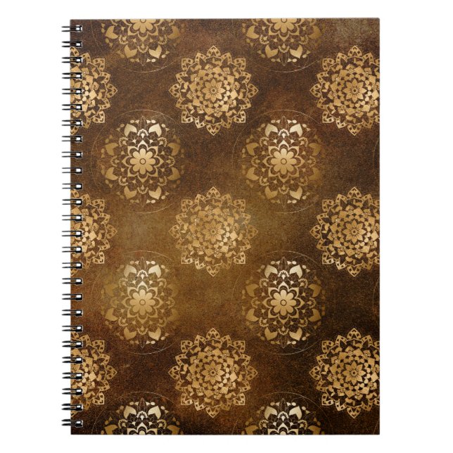 Elegant Gold Foil and Black Indian Mandala Notebook (Front)