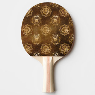 Elegant Gold Foil and Black Indian Mandala Ping Pong Paddle