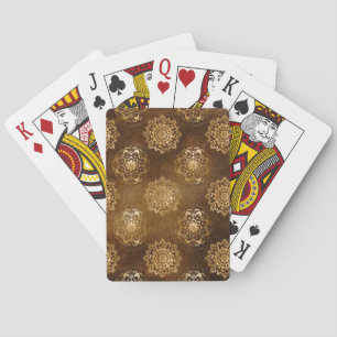 Elegant Gold Foil and Black Indian Mandala Playing Cards