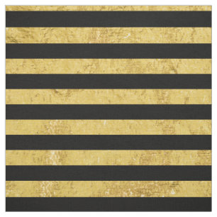 Elegant Gold Foil and Black Stripe Pattern Fabric