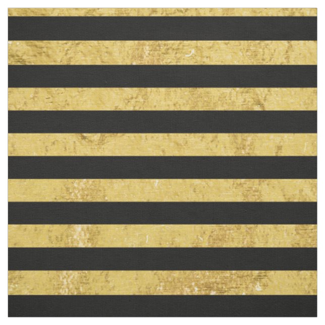 Elegant Gold Foil and Black Stripe Pattern Fabric (Swatch)