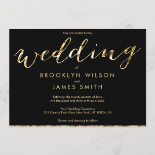 Elegant Gold Foil And Black Wedding Invitations