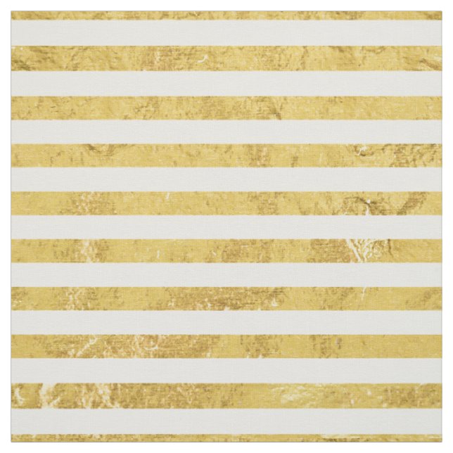 Elegant Gold Foil and White Stripe Pattern Fabric (Swatch)