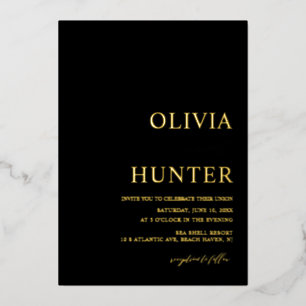 Elegant Gold Foil Black Wedding Invitation Foil