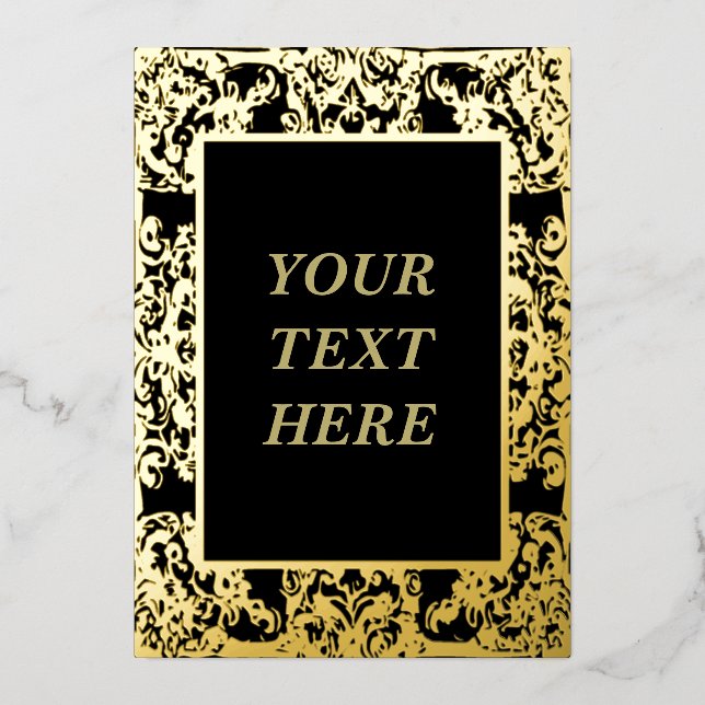 Elegant Gold Foil Blank Card with Baroque Frame (Front)