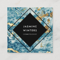 Elegant gold foil blue marble watercolor diamond