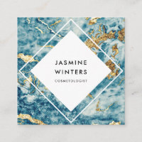 Elegant gold foil blue marble watercolor diamond