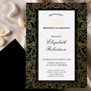 Elegant Gold Foil Border 70th Birthday Invitation