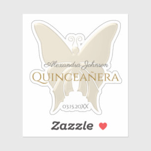 Elegant Gold Foil Butterfly Quinceanera Monogram